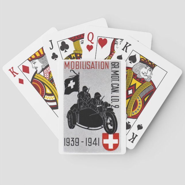WWII Swiss Recon Motorcycle Playing Cards (Back)