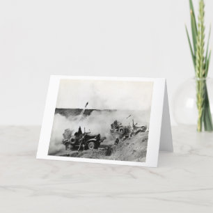 WWII US Marine truck mounted rockets, Iwo Jima Card