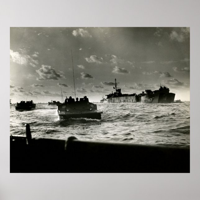 WWII US Marines assault Iwo Jima Poster (Front)