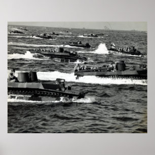 WWII US Marines invade Iwo Jima Poster