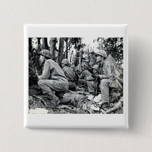 WWII US Marines on Peleliu 2 Inch Square Button