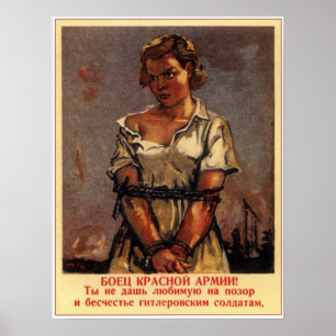 WWII USSR Soviet Propaganda 1942 Poster