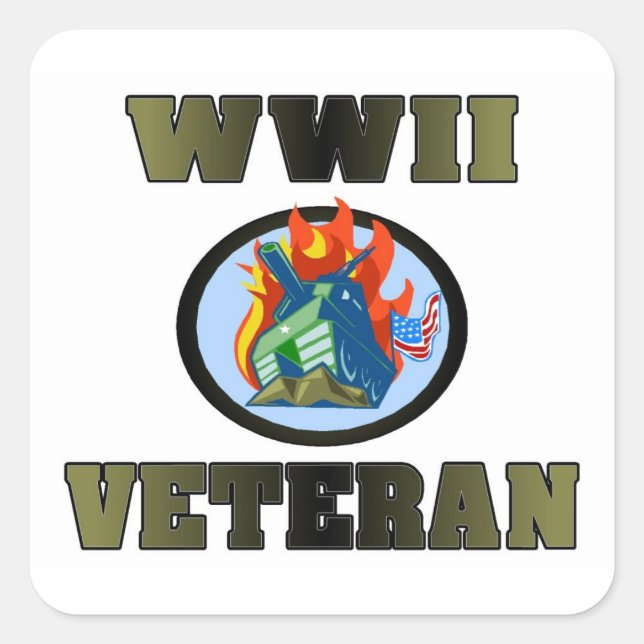 WWII Veteran Square Sticker (Front)