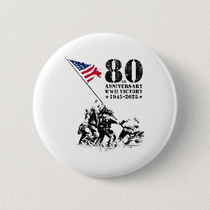 Wwii Victory 80th Anniversary 1945-2025 Veterans 4 2 Inch Round Button