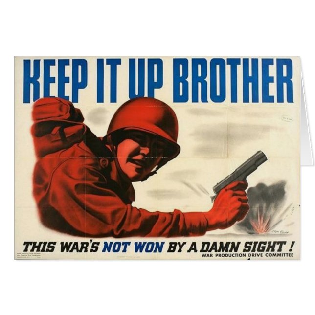WWII Vintage Poster Greeting/Note Card (Front Horizontal)