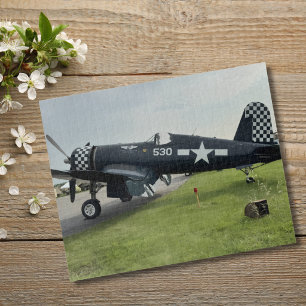 WWII Warbird Airplane Photo Dad Birthday Aviation  Jigsaw Puzzle