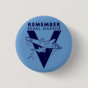 WWII White Remember Pearl Harbour 1 Inch Round Button