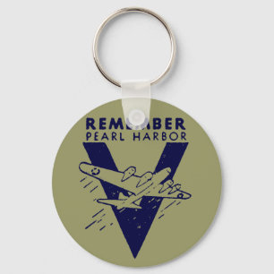 WWII White Remember Pearl Harbour Keychain