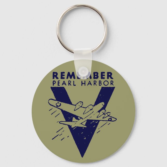 WWII White Remember Pearl Harbour Keychain (Front)