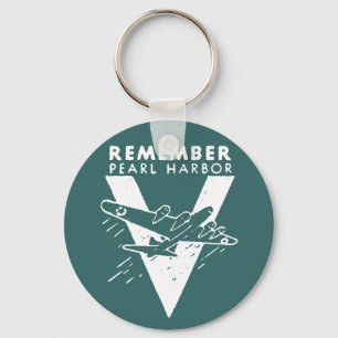 WWII White Remember Pearl Harbour Keychain