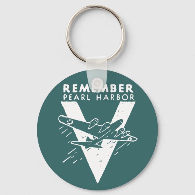 WWII White Remember Pearl Harbour Keychain (Front)