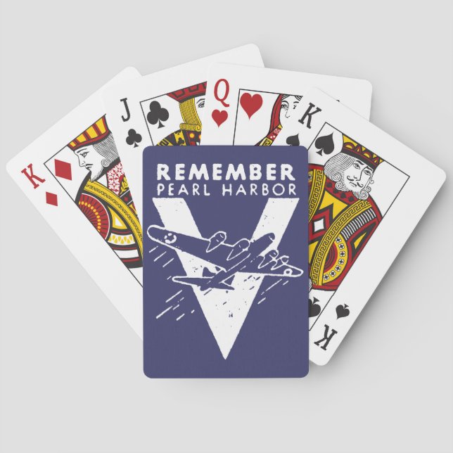 WWII White Remember Pearl Harbour Playing Cards (Back)