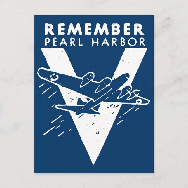 WWII White Remember Pearl Harbour Postcard (Front)