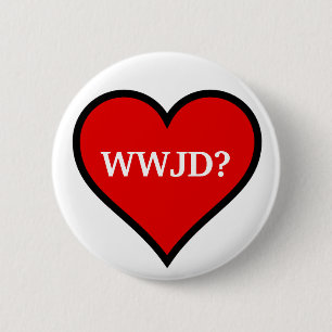 WWJD Heart 2 Inch Round Button