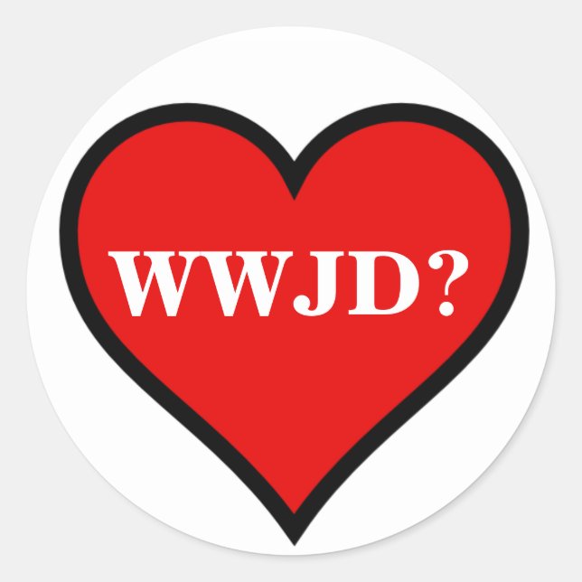WWJD Heart Classic Round Sticker (Front)