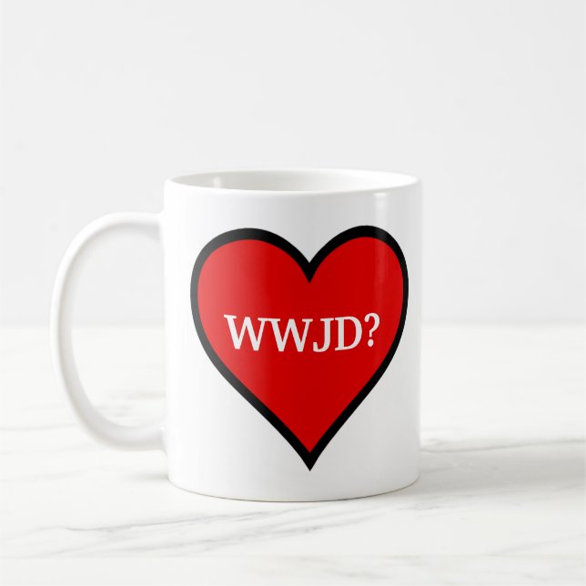 WWJD Heart Coffee Mug (Left)