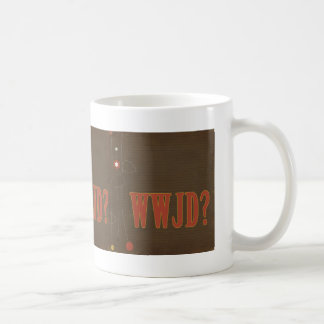 WWJD rust text whimsy Coffee Mug