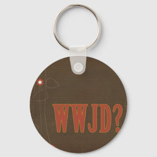 WWJD rust text whimsy Keychain