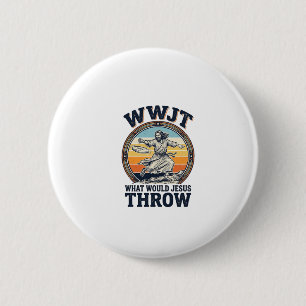 WWJT What Would Jesus Throw Vintage Disc Shirt_1 2 Inch Round Button