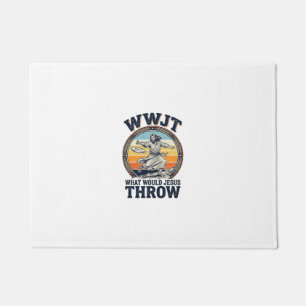 WWJT What Would Jesus Throw Vintage Disc Shirt_1 Doormat