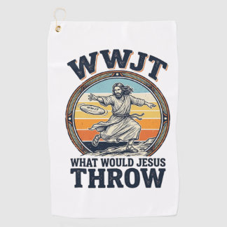 WWJT What Would Jesus Throw Vintage Disc Shirt_1 Golf Towel