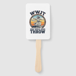 WWJT What Would Jesus Throw Vintage Disc Shirt_1 Hand Fan