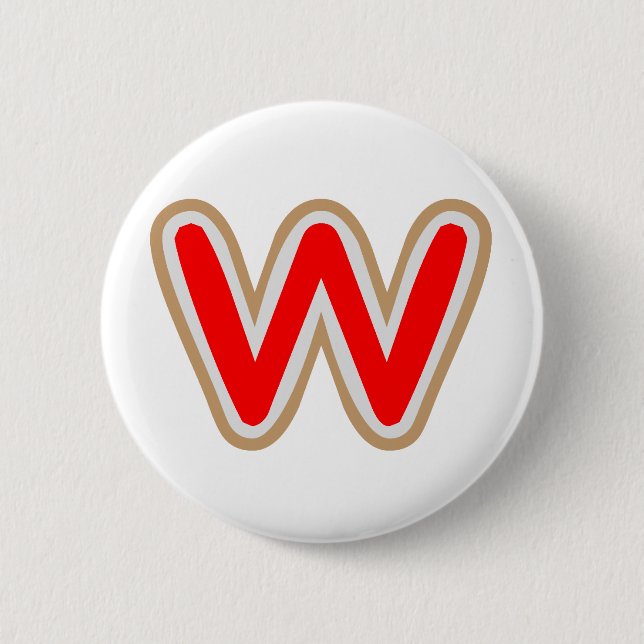 WWW ALPHAW ALPHABET 2 INCH ROUND BUTTON (Front)