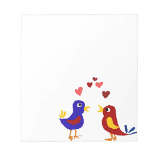 WX- Colourful Love Birds Primitive Art Notepad