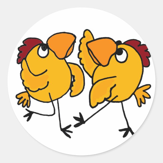 WX- Dancing Chicken Cartoon Classic Round Sticker (Front)