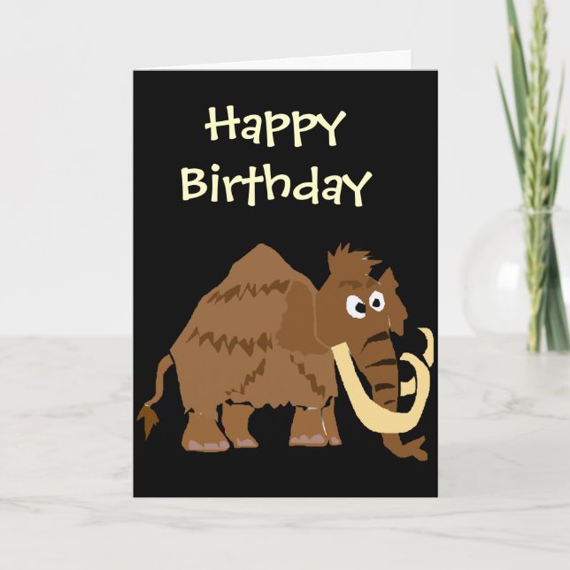 WX- Funny Woolly Mammoth Primitive Art Card (Front)