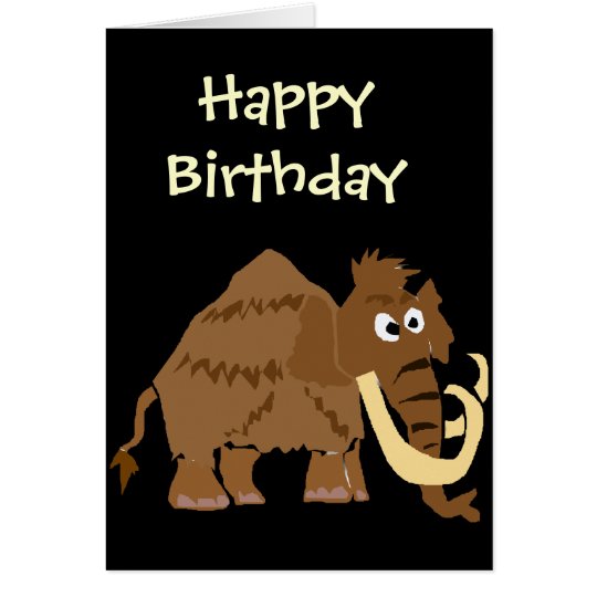 WX- Funny Woolly Mammoth Primitive Art Card