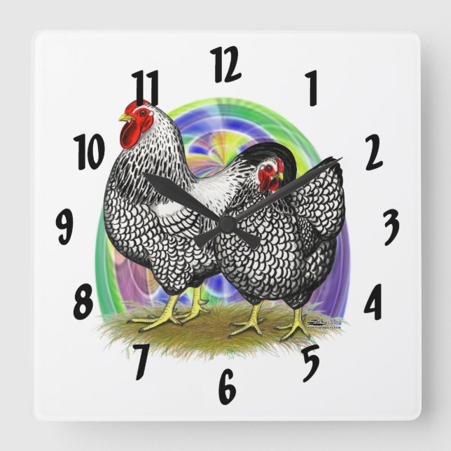 Wyandotte:  Easter Egg Pair Square Wall Clock (Front)