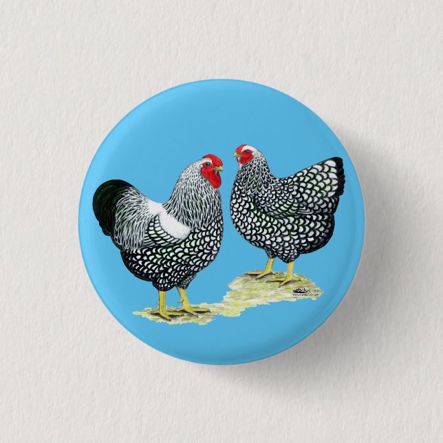 Wyandottes Silver-laced Pair 1 Inch Round Button (Front)