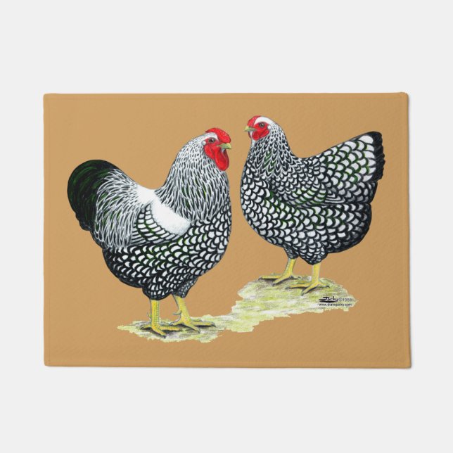 Wyandottes Silver-laced Pair Doormat (Front)