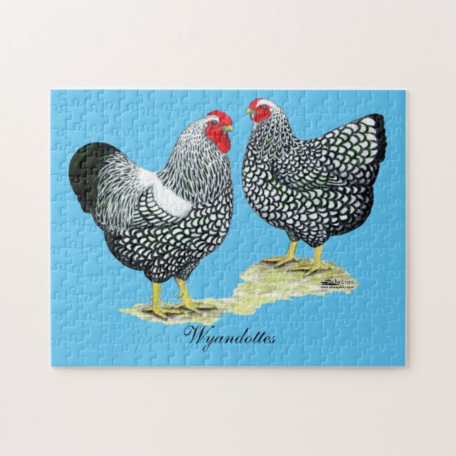 Wyandottes Silver-laced Pair Jigsaw Puzzle (Horizontal)