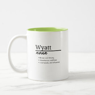 Wyatt, Boy Personalized Name Definition Two-Tone Coffee Mug
