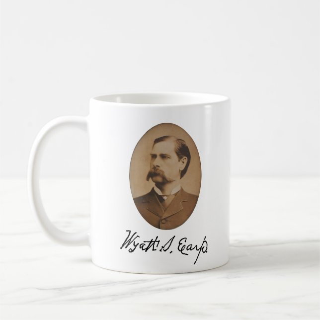 Wyatt Earp Portrait and Signature Coffee Mug (Left)