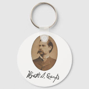Wyatt Earp Portrait and Signature Keychain