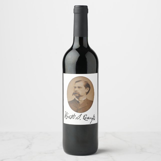 Wyatt Earp Portrait and Signature Wine Label (Front)