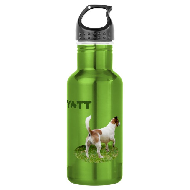 Wyatt Name With Fox Terrier, Water Bottle (Front)
