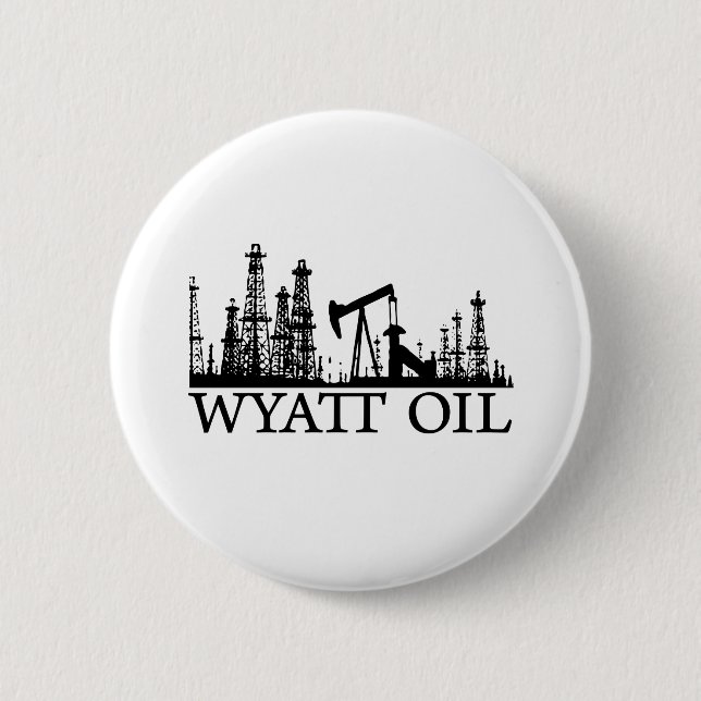 Wyatt Oil / Black Logo 2 Inch Round Button (Front)