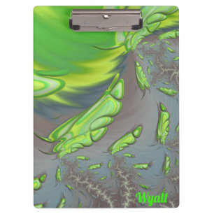 WYATT ~ Silver Grey and Green design Clipboard