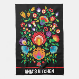 Wycinanki Petal Symphony in the Night Kitchen Towel