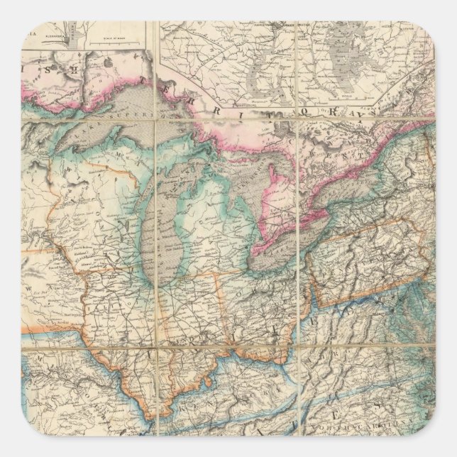 Wyld's Military Map Of The United States Square Sticker (Front)