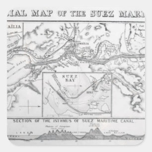 Wyld's Official Map of the Suez Maritime Canal Square Sticker