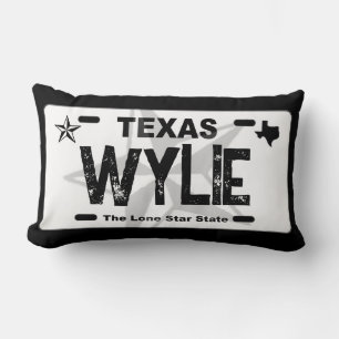 Wylie Texas black license plate pillow