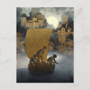 Wynken, Blynken, and Nod by Maxfield Parrish 1902 Postcard