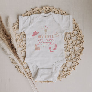 WYNONA Boho Blush Pink 1st Rodeo Cowgirl Country Baby Bodysuit