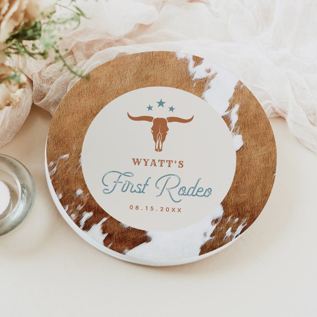 WYNONA First Rodeo Cowboy Birthday Party Paper Plate (Creator Uploaded)