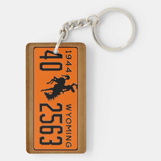 Wyoming 1944 Vintage License Plate Keychain (Back)